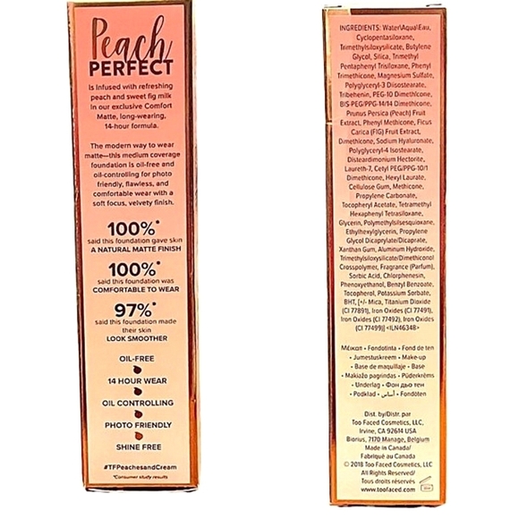 Two Faced Peach Perfect Oil-Free Long Wearing Matte Liquid Foundation in… - Picture 2 of 5